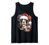 Christmas English Springer Dog Watercolor Artwork Tank Top