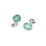 Deakin & Francis Cufflinks Sterling Silver Lime Green, Black And Blue Enamel Union Jack