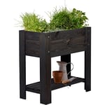 dobar 58287FSCe – Jardinière surélevée élégante Urban avec Plateau de Rangement – Jardinière surélevée avec Film pour Plantes – Jardinière pour Balcon/Jardin/terrasse Anthracite