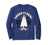 Creep It Real Boy Sk8r Checkered Halloween Ghost Skateboard Long Sleeve T-Shirt