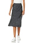 The Drop Women's Maya Silky Slip Skirt, Black/White Polka Dot Print, XXL, Plus Size