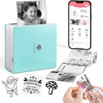 Imprimante Bluetooth Portable M02,Mini Imprimante Photo de Poche,Imprimante Etiquette Thermique Autocollant Aans Encre,Compatible Avec iOS/Android,Notes,Photos,Journal,DIY,Sticker Printer Vert