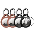 UNBREAKcable Protective Case for AirTags, [4-Pack] AirTags Loop Holder, Scratch-Resistant and Lock Design Scratch Protection Keychain, TPU Case for Keys, Bags, Luggage and Pet Collar (Black&Brown)