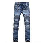 Jeans Hommes Slim Fit Biker Jeans Coton Vintage Rock Déchiré Élastique Marque Moto Hommes Denim Pantalon Pantalon Grande Taille 36 1711