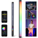 NEEWER TL60 Tube Éclairage Vidéo RGB, Lampe Vidéo LED Portable RGBWW pour Photographie, Bâton Lumineux avec 2,4 G APP Contrôle/DMX, 7 Effets Pixels, 18 Scènes, 2500K-10000K TLCI98+, Batterie 3000mAh