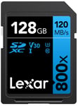 Lexar High-Performance 800x Carte SD 128Go, Carte Memoire SDXC UHS-I, Jusqu'à 120 Mo/s en Lecture, 45 Mo/s en écriture (LSD0800128G-BNNAG) Bleu