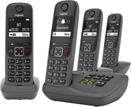 A695A Quattro-4 Telephones Dect Sans Fil Avec Repondeur-Ecran A Haut Contraste-Excellente Qualite Audio-Fonction Mains Libres-Protection D'Appels,Gris[Version Française]