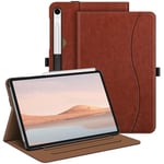 FINTIE Coque pour Samsung Galaxy Tab S9 FE 10.9 Pouces/Tab S9 11 Pouces 2023 - Housse Multipositions Ajustables, Etui avec Poche de Document, Fonction Sommeil/Réveil Auto, Brun