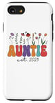 Coque pour iPhone SE (2020) / 7 / 8 Auntie Est 2025 New Aunt Retro Wildflower First Time Auntie