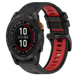 For Garmin Fenix 7S Sapphire Solar 20mm Sports Two-Color Silicone Watch Band(Black+Red)