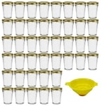 Viva haushaltswaren lot de petits pots de 42 couvercles 80 ml, pâte, gâteaux en verre + entonnoir jaune