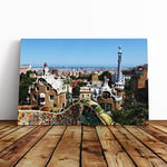 Big Box Art Canvas Print Wall Art PARC Guell Gaudi Barcelona Spain | Mounted and Stretched Box Frame Picture | Home Decor for Kitchen, Living Room, Bedroom, Hallway, Multi-Colour, 24x16 Inch