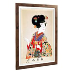 Big Box Art Framed Print of Toyohara Chikanobu Japanese Oriental True Beauty Design | Wall Art Picture| Home Decor for Kitchen, Living Room, Bedroom, Hallway, Walnut, A2 / 24.5x18 Inch / 62x45cm