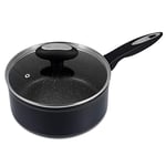Zyliss E980139 Ultimate Non-Stick Saucepan with Lid, 18cm/2L, Forged Aluminium, Black, Rockpearl Plus Non-Stick Technology, Suitable for All Hobs Including Induction