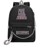 Blackpink Ryggsäck USB Laddningsbar Ryggsäck Student Skola