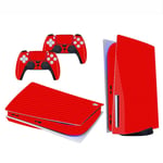 1 Tek PlayStation 5 Disc Edition Full Console Skin Wrap Decal Set for PS5, Vinyl, Sticker, Faceplate Protective Cover - Console and 2 Controllers Skin Set- Red Carbon Fiber