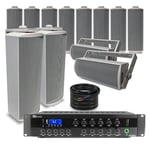 100V 6-Zone Column Wall Speaker System for PA Music in Pubs Restaurants (x12)