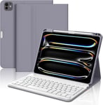 Coque Clavier Ipad Pro 11 Pouces 2024,Coque Clavier Pour Ipad Pro 11 Pouces M4,Détachable Sans Fil Bluetooth Clavier Azerty Pour Ipad Pro 11 2024,Lavande