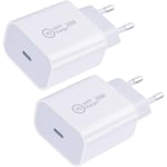 (2x) 20W IPhone USB-C nätadapter SUPER Väggadapter kompatibel