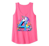 Unicorn 4th Birthday Floral Magic 4 Years Old Birthday Girl Tank Top