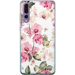 Huawei P20 Pro Gjennomsiktig Telefondeksel Rosa blommor