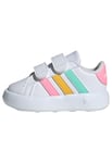 adidas Grand Court 2.0 Shoes Kids Mixte Enfant Sneaker, Cloud White Pulse Mint Beam Pink, 25 EU