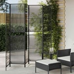 vidaXL Room Divider 6 Panels Black Poly Rattan NEW