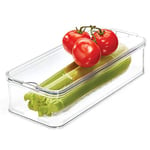 iDesign Boîte de Rangement pour Placard de Cuisine ou Frigidaire, Boîte Alimentaire en Plastique Empilable, Rangement Frigo avec Couvercle et Dessous Amovible, Transparent/Blanc