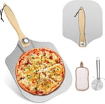 Pelle à Pizza Professionnelle 30 cm en Aluminium avec Support de Grande Surface et Poignée en Bois Pliable