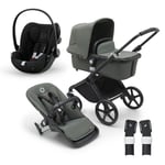 bugaboo Fox Black Forest Green i-Size Black Barnevogn Cub med liggedel og sete / inkl. cybex GOLD Cloud G bilbarnestol Moon og adapter