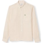 Chemise Lacoste  Regular Fit Linen Shirt - Blanc/Beige