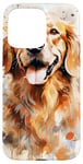 iPhone 15 Pro Max Golden Retriever Smiling Watercolor Dog Lover Art Beige Case