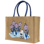 Kanguru Sac Jute pour femme Snoopy avec poignées et poche, Peanuts, Sac Cabas en Toile, Réutilisable Sac à Provisions en Jute, pour le Shopping, Les Sorties, le Camping, le Magasin, idee cadeau noel