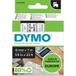 Dymo D1-tejp 6 mm x 7 m, svart med vit botten