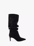 Dune Slouch Embellished Mid Heel Calf Boots, Black