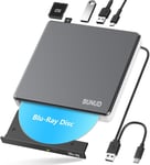 Lecteur Blu Ray Cd Dvd Externe Usb 3.0 & Type-C Cd/Dvd Blu-Ray Graveur Writer Avec 2 Usb & Sd/Tf Slots,Optical 3D Bd Bluray Lecteur Externe Pour Pc Portable Windows 11/10 Mac Macbook