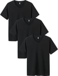 LAPASA Lot de 3 Maillots de Corps Homme Uni en Coton de Qualité Manches Courtes T-Shirt Doux et Confortable M06 Col en V, Noir XL