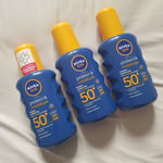 3 x 200 ml NIVEA SUN Protect & Moisture Sun Spray SPF 50+ UVA UVB