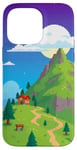 Coque pour iPhone 14 Pro Max Art rétro de paysage de pixels 8 bits pour les joueurs