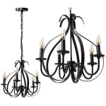 Lampe suspendue APP255-5C chandelier lustre noir 50X50 cm bougies 5-POINTS de lumière E14