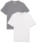 Amazon Essentials Men's T-Shirt Regular-Fit Short-Sleeve Crewneck, Pack of 2, Grey Heather/White, XS