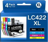 Lc422Xl Cartouche Compatible Avec Brother Lc422 Xl Lc422Xl Pour Mfc-J5340Dw Mfc-J5345Dw Mfc-J5740Dw Mfc-J6540Dw Mfc-J6940Dw (Noir/Cyan/Magenta/Jaune)