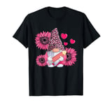 Leopard Gnome Sunflower and Pencil Valentines Day Teacher T-Shirt