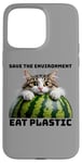 iPhone 15 Pro Max Save The Environment Eat Plastic Funny Microplastics Cat Case