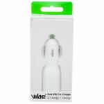 Vibe 2.1Amp / 1.0Amp Rapid Charge Dual In Car Charger White