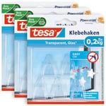 tesa Powerstrips Crochets Déco en paquet de 3 - Crochets Adhésifs pour la Décoration des Fenêtres et des Miroirs - Maintient jusqu'à 200 g - 3 x 5 Crochets