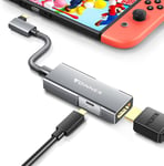 Adaptateur USB C a HDMI, 4K@60Hz Power Delivery PD Type C HDMI Dex Station Dock pour Nintendo Switch, Samsung S10/S9/S8 Plus Note 10/9/8 Huawei P30/P20 Mate 30/20 MacBook Surface Pro 7