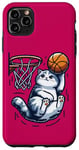 Coque pour iPhone 11 Pro Max Belle idée cadeau design drôle chat qui fait du basketball