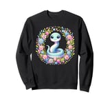 Adorable Green Snake Floral Wreath Cute Reptile Lover Sweatshirt