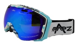 WrApz Freestyle Ski and Snowboard Goggles, Ice White Camo Vented Helmet Compatible with Anti Fog Dual Layer Mirror Lens for 100% UV Protection. Comes with free microfibre polishing pouch